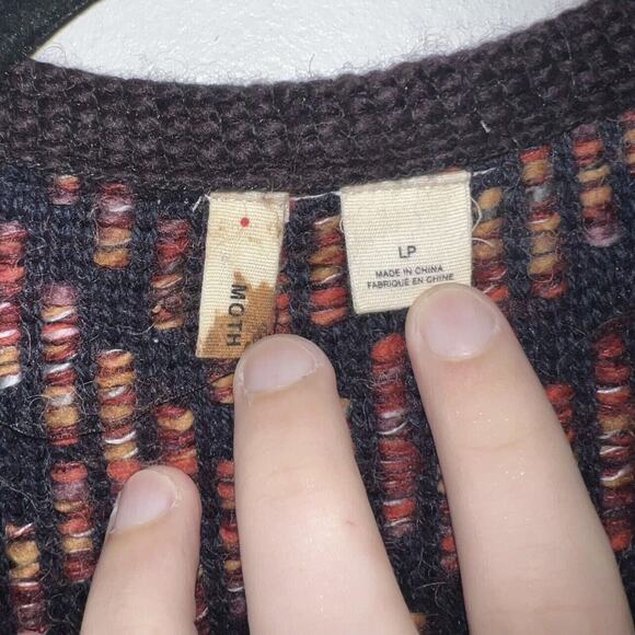 Moth Anthropologie Womens Jacquard Cardigan Wool Blend Open Front Size PL - Picture 5 of 6